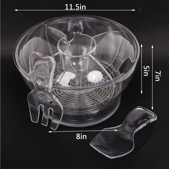 Acrylic Serving Bowl Divided W/dip Bowl  & Utensils Veggies, Fruits,cold salads - Picture 2 of 16